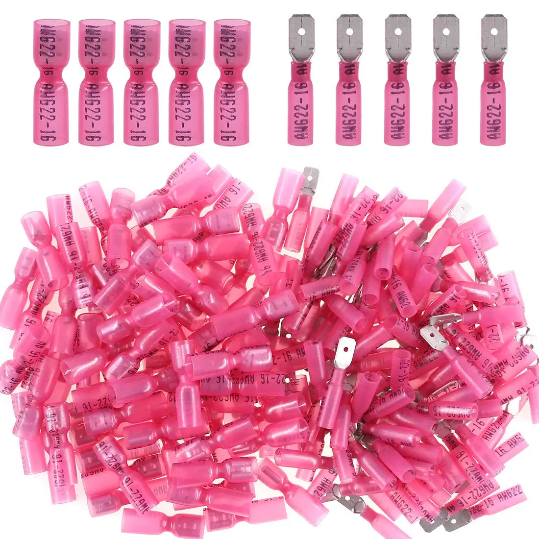 

50/100/200PCS Red Spade Heat Electrical Shrink Quick DisconnectWireTerminals Connectors M/Female