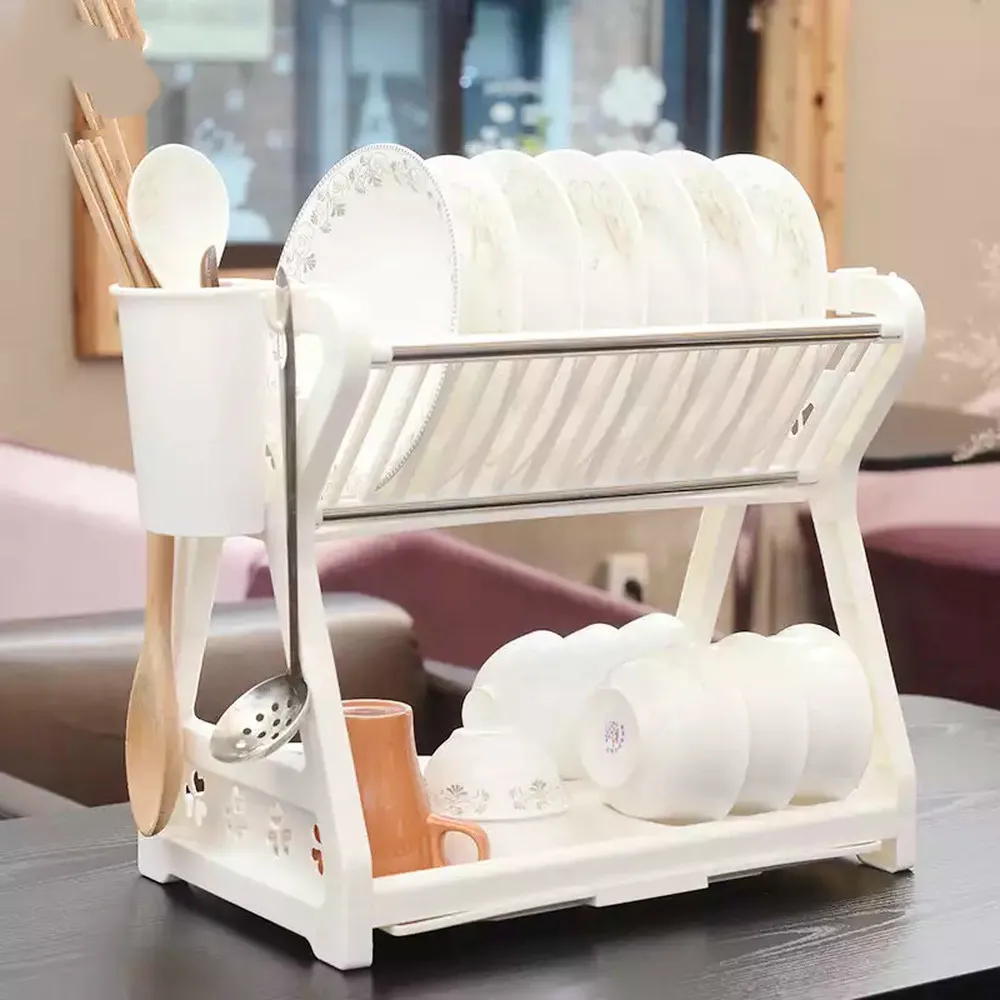  Double dish rack kitchen rack kitchen utensils drain bowl rack cupboard chopsticks box storage rack - 4000028880452
