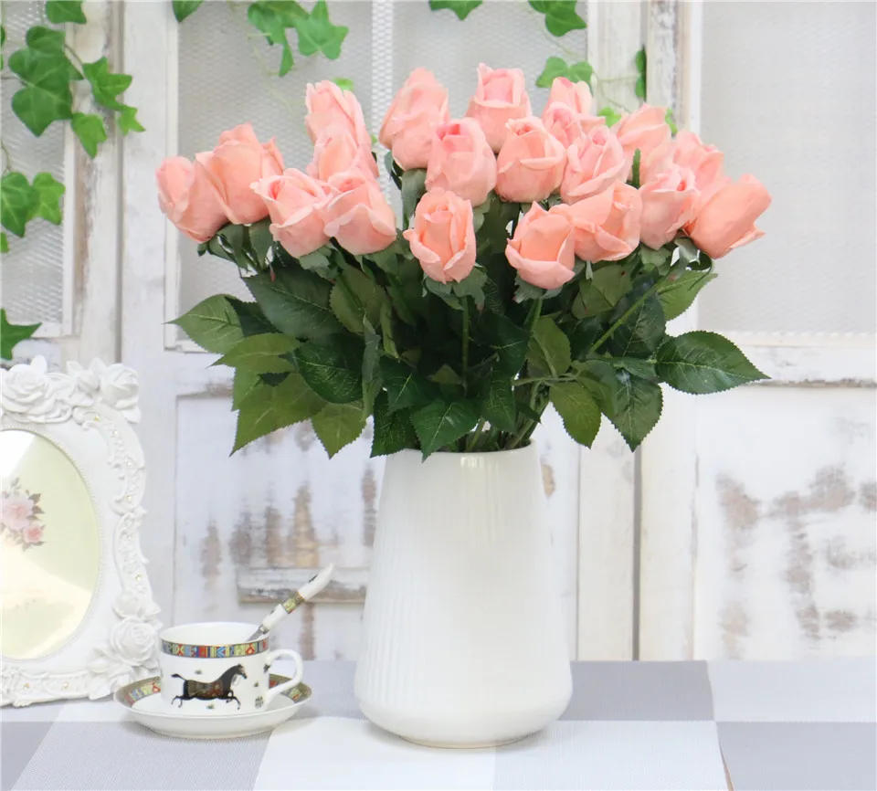 15 шт./лот, искусственный цветок, настоящее прикосновение, увлажняющая Роза, украшение для дома, искусственный цветок для свадьбы, букет невесты, подарок на день Святого Валентина