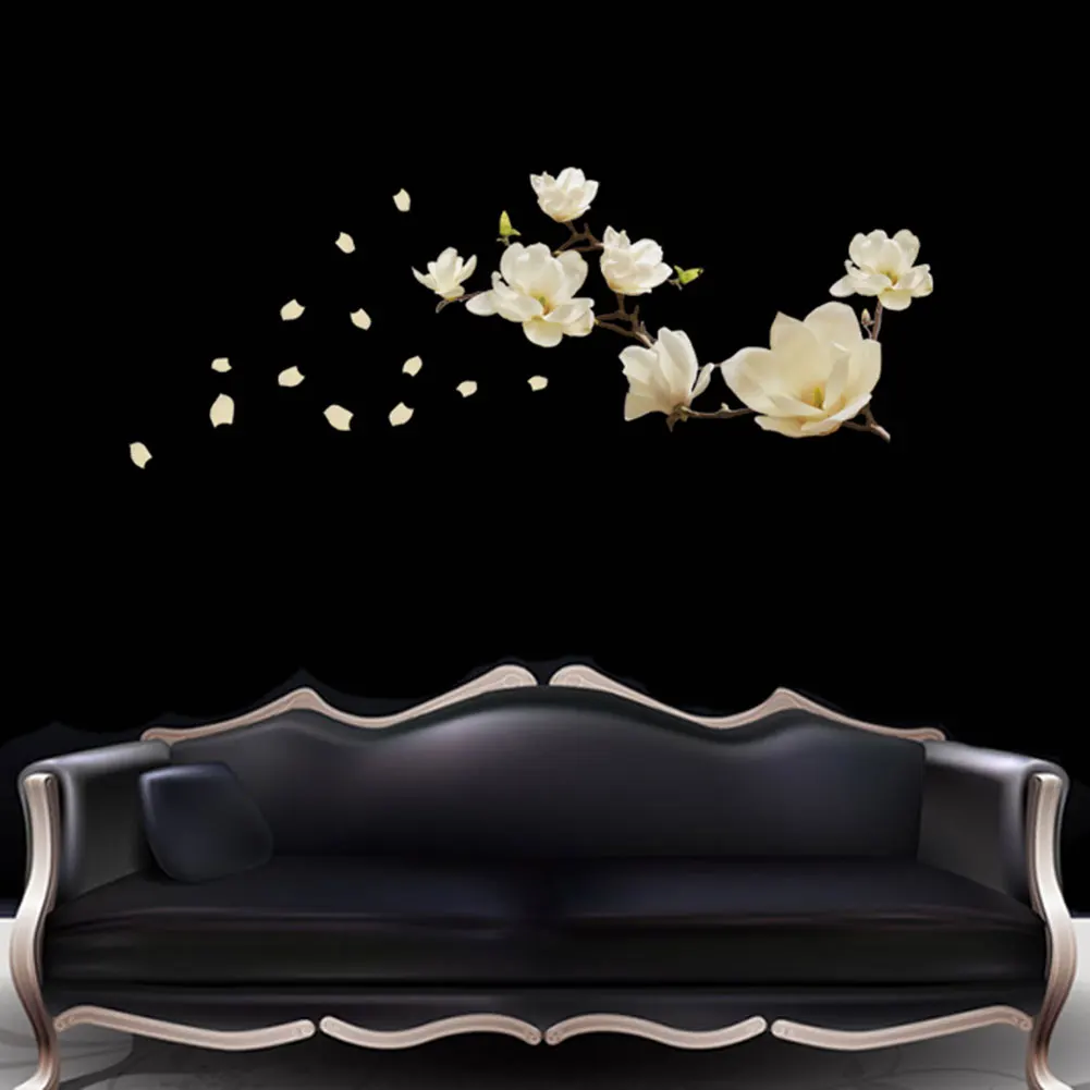 

New Removeable Magnolia Flower DIY Mural Removable Wall Sticker For Vinilos Paredes Decals Living Room Home Decoration