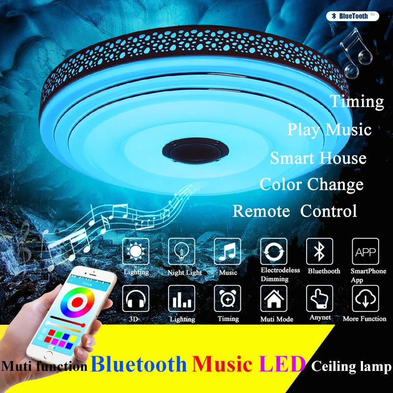 

Intelligent Music Lamp Modern LED Ceiling Light With Phone Bluetooth Control Color Changing White Ceiling Lamp Led Lustres D47cm