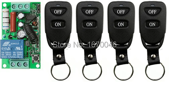 

AC220v 1ch10A wireless remote switch wireless light Lamp LED switch 1 Receiver + 4 Transmitter 315/433 Remote ON OFF Controller