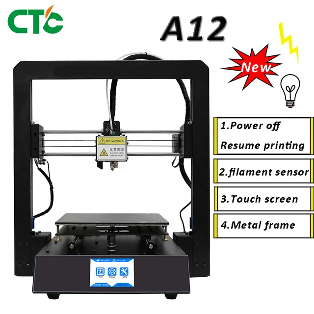 Special Offers 3D Printer A12 I3 Mega Power off Resume Printing Filament sensor Touch Screen Metal frame 3d Printer 3D Drucker Impresora Parts