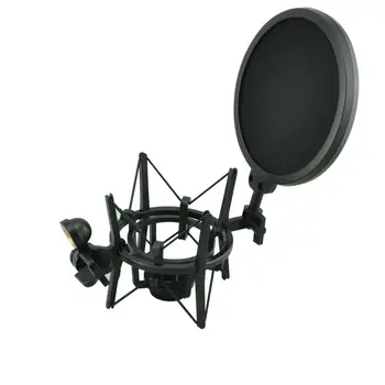 

SH-100 Hot Sale Microphone Mic Professional Shock Mount with Pop Shield Filter Screen for long thread microphone