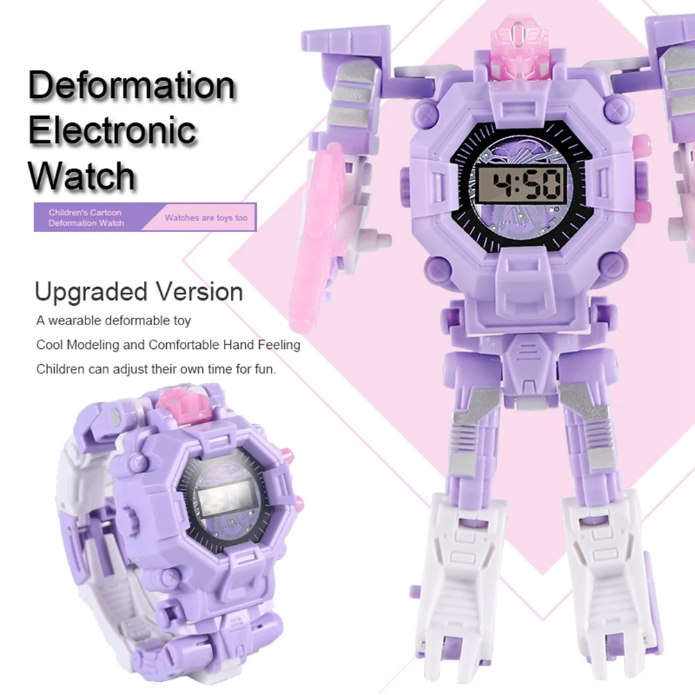 

Upgrade Electronic Watch Kids Deformable Robot Watch 360 Rotation Multifunction Deformed Watches for Children Boys Gifts