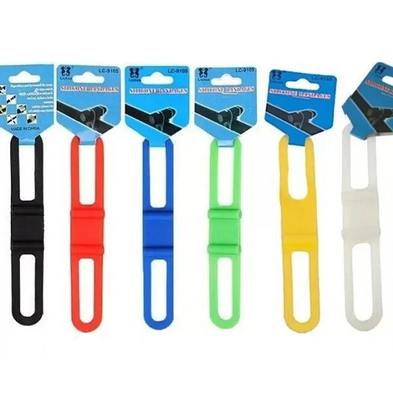 Discount Dropshipping Bike Accessories 6PCS Bicycle Handlebar Silicone Strap Flashlight Fixing Elastic Tie Rope Band Torch Bandage 3