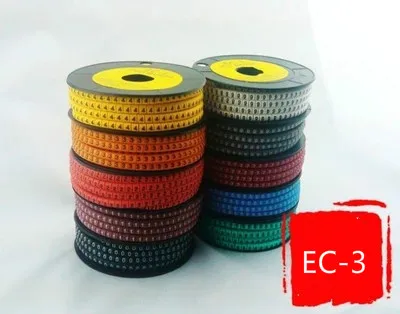 Цветной номер трубки EC-3 6 мм Кабельные маркеры для проводов буквы 0 до 9X500(Каждый 50 шт