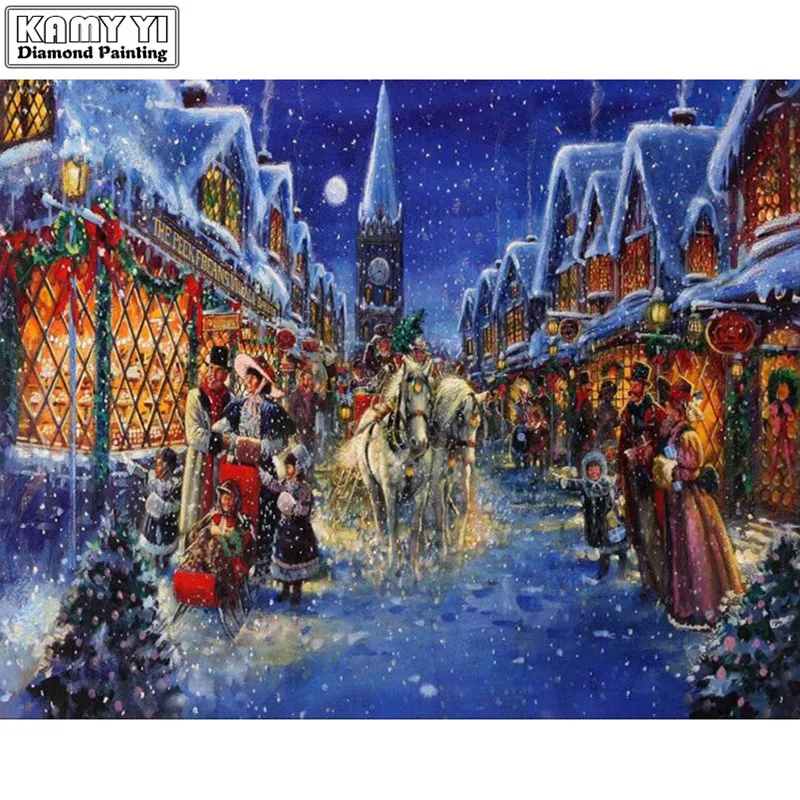 

diy 5D Diamond painting Christmas Street Pattern Full Drill 3d Diamond Painting Diamond Embroidery home decor