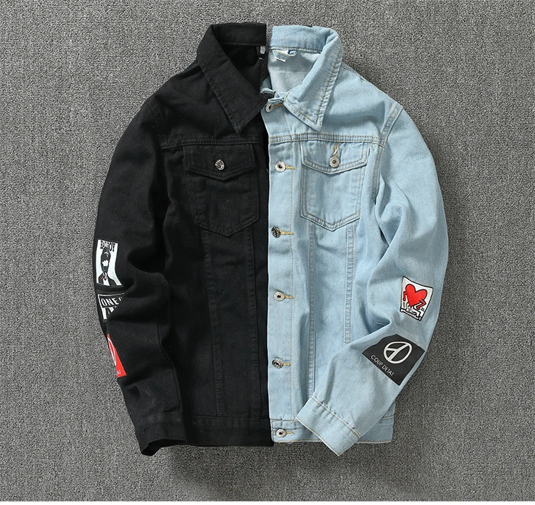 Мужская Уличная одежда с принтом значка, джинсовые куртки, модные хип-хоп мужские мотоциклетные повседневные облегающие джинсовые пальто, верхняя одежда, плюс размер 5XL