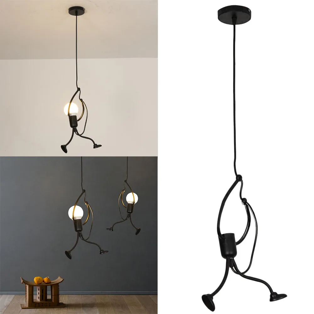 

Creative Bulb Lamp Hanger Home Decoration Modern Charming Hanging Chandelier Creative Iron People Lamp Elegant Hanger Chandelier