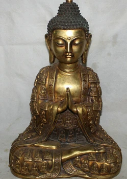 

0 18" Tibet Buddhism Bronze Gild Seat Shakyamuni Amitabha Buddha Sakyamuni Statue