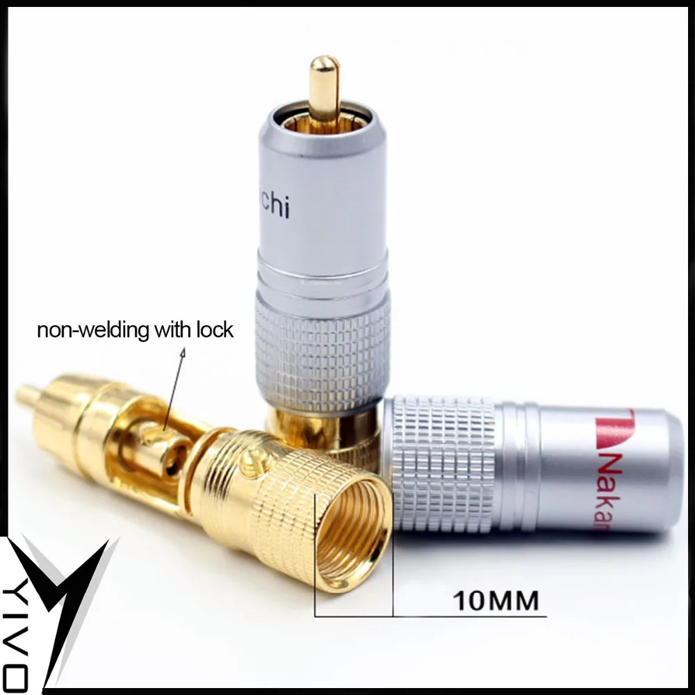 

YIVO XSSH Hi-end HIFI DIY Brass 62% Copper plating 24K gold Male Audio Video RCA Plug Connector Plugs Jack
