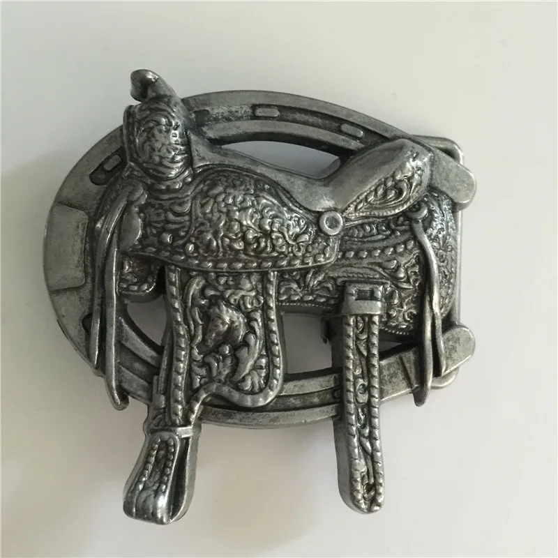 Retail New Style Cool 3D Western silver saddle men&#39;s belt buckles with metal cowboy Belt head ...