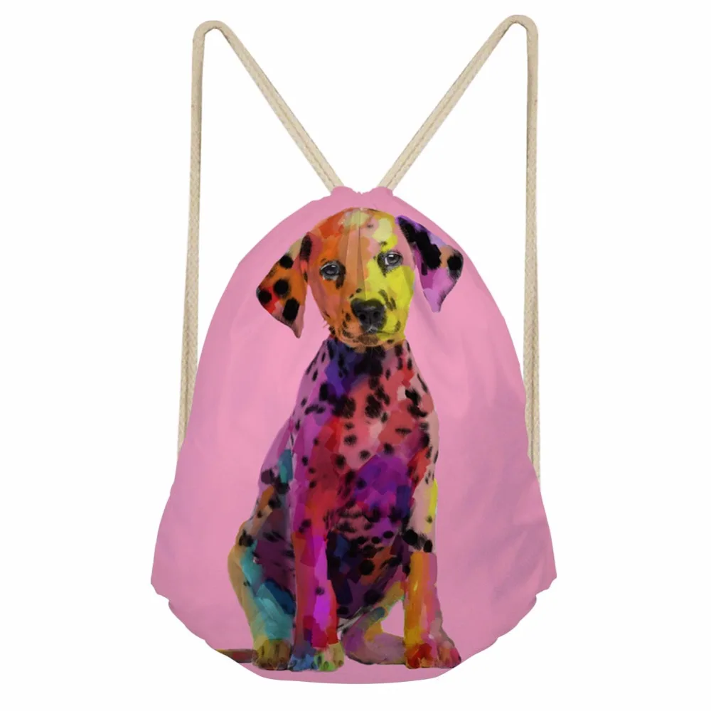 Noisydesigns My Little Dalmatian Dog Pattern Women Small Drawstring Bag for Children Softback Student School Backpack