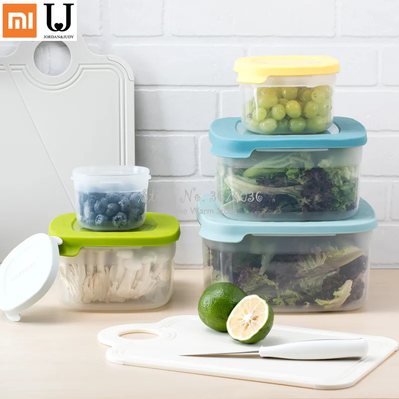 

Xiaomi 5pcs/set Transparent Sealed Storage Box Heat- Resistant Silicone Food Container Fruit Organizer Kitchen Accessories