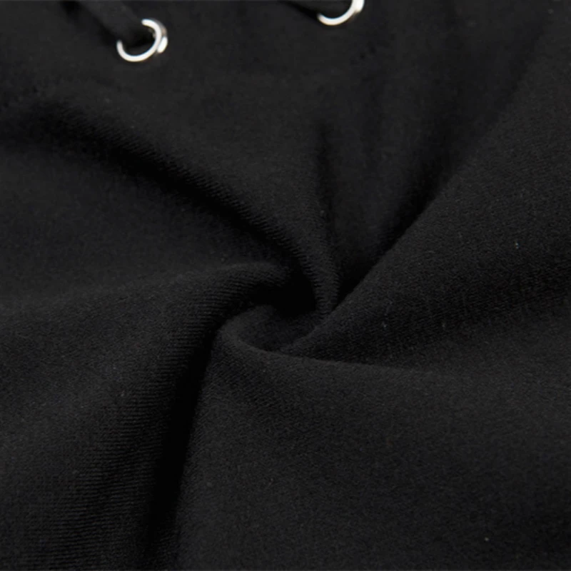 XUANSHOW женская одежда кроп толстовки хлопок сзади отверстие блуза с длинным рукавом и шнуровкой тьма готика, Харадзюку толстовки с капюшоном Bluzy
