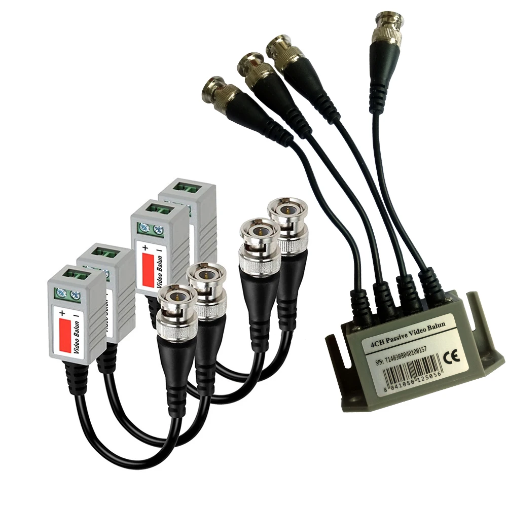 

CCTV 4CH UTP CAT5E BNC Video Balun Transceiver + 2-pair Video Balun For Home Security Camera System