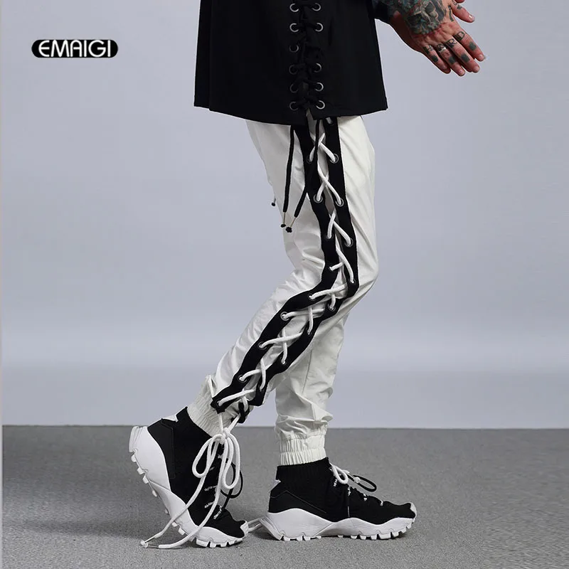 

Men Street Hip Hop Sweatpants Fashion Casual Harem Pants Male Joggers Vintage Loose Ribbons Trousers