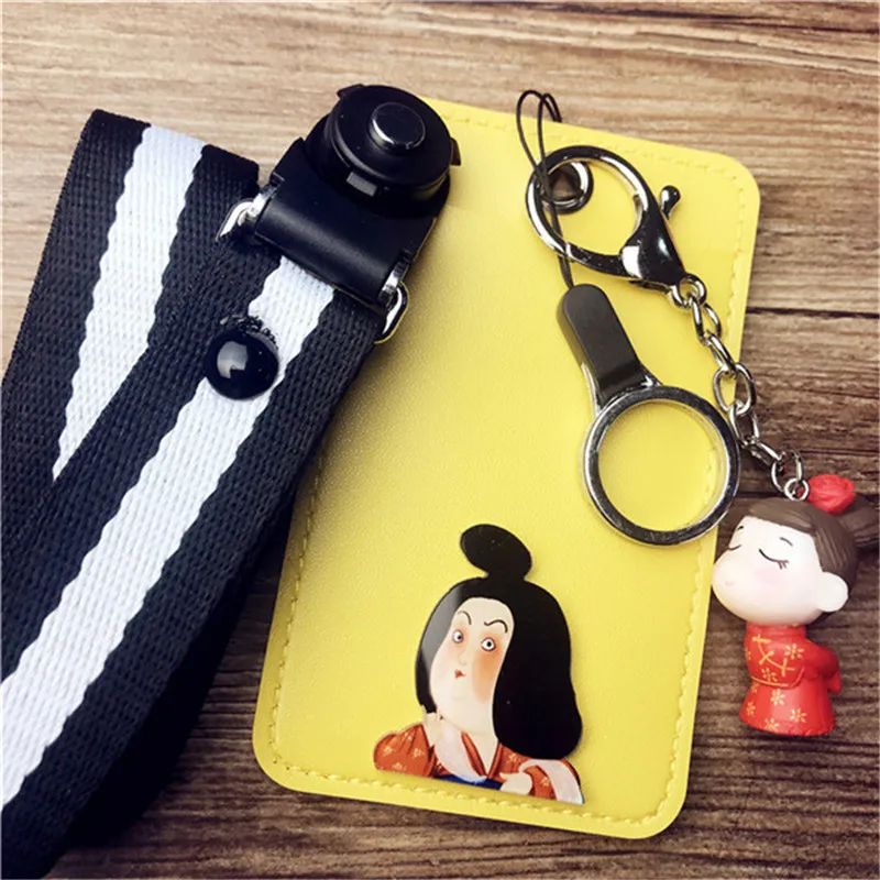 

HNXZXB Name Credit Card Holders Women Men PU Bank Card Neck Strap Card Bus ID holders Blue ice cream Identity badge with lanyard