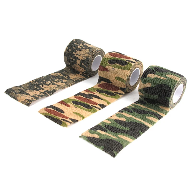 

1PC Camouflage Tape Retaining Plastic Retractable Non-woven Outdoor survival Camouflage Tape Hunting Cycling Stickers Tape
