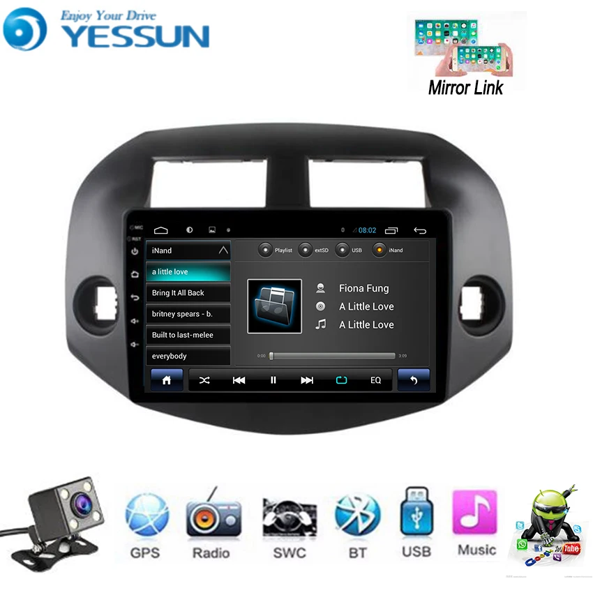 Perfect YESSUN Car Android Multimedia Player For Toyota RAV4 2007~2012 GPS Navigation Big Screen Mirror Link AUTO Radio Bluetooth 2