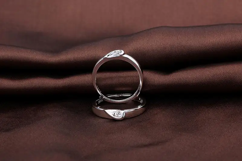 1 шт. 925 пробы Серебряное кольцо AAA кубический циркон сердце пара колец Свадебные украшения для влюбленных женщин мужчин ювелирные изделия подарок на день Святого Валентина