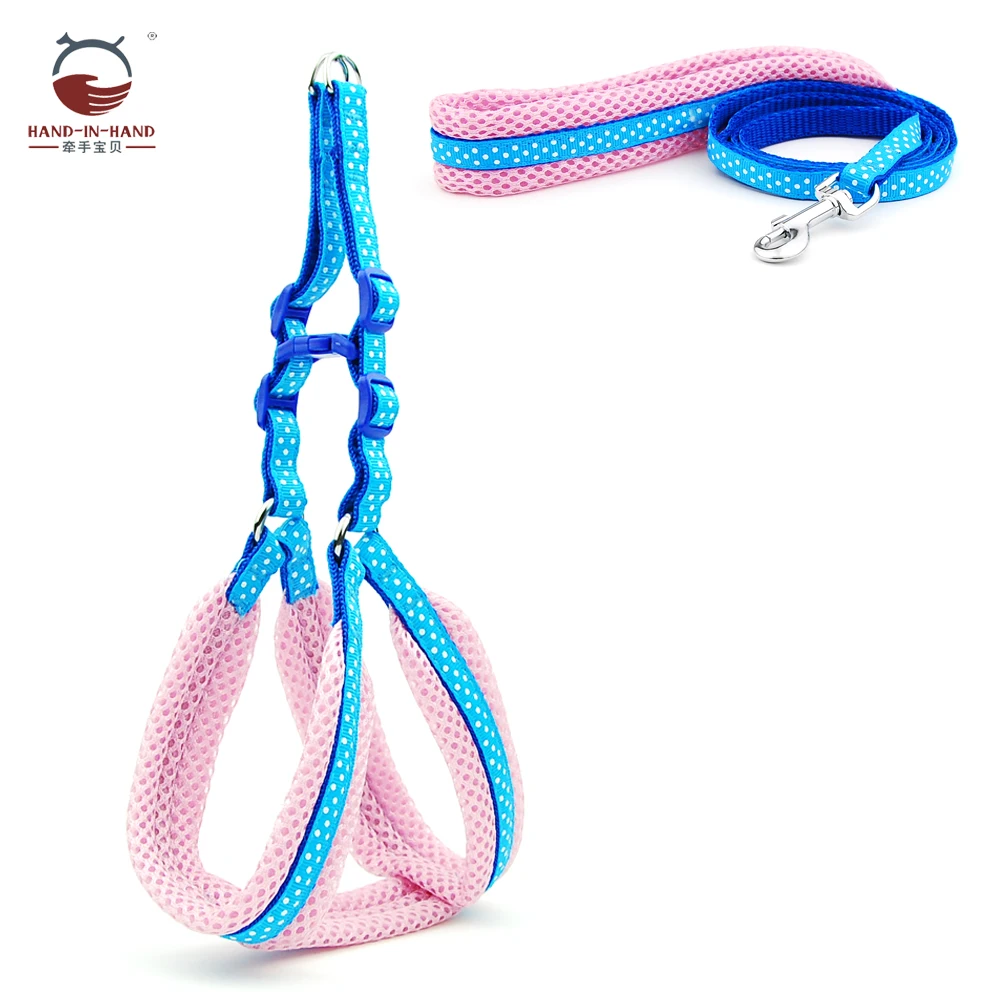

Dog Mesh Padded Harness and Leash Small Medium Large Dog Pet Padded Dot Print Harness and Leash