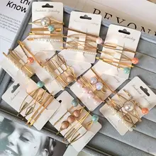 4 шт./компл. Корея Модные металлические заколки для подражание жемчужина, расшиты разноцветными бусинами и Заколки для волос Красота Инструменты для укладки волос дропшиппинг