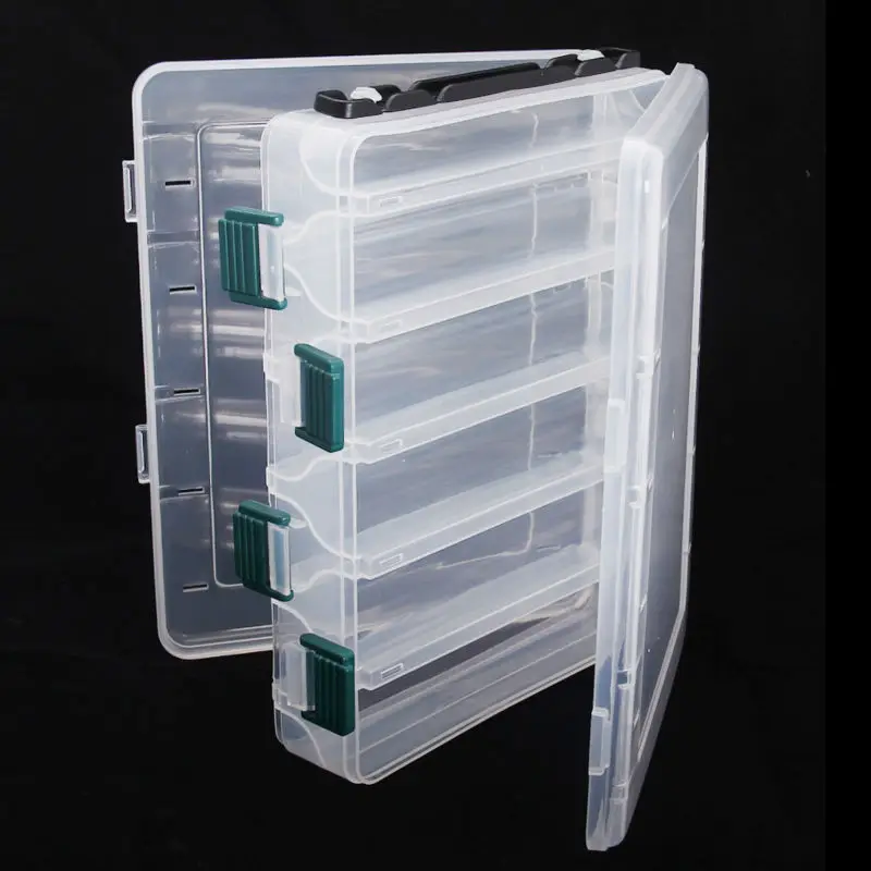 Пластиковая коробка для приманки, двухсторонняя 10 отсеков, 20x16x5 см, водонепроницаемые коробки для рыболовных снастей
