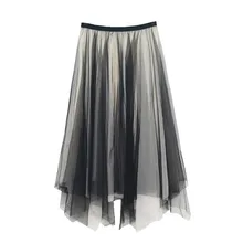 Летняя уличная Женская плиссированная юбка макси черная Harajuku длинная юбка из тюля Готическая женская одежда Kawaii юбки для женщин s Vadim