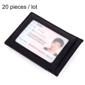 

20pcs/lot RFID Blocking Thin Business Card Holder Genuine Leather Men Women Card Holder Brand Magic Buckle Credit Card Holder R4