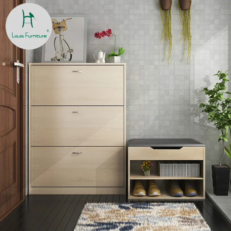 

Louis Fashion Dipper Shoe Cabinet for Stool Simple Modern Multi Function Door Living Room Economical Small