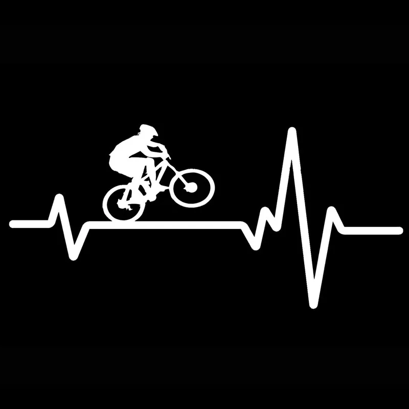 YJZT 16,9 см* 7,9 см Велоспорт горный велосипед шлем сердцебиение Наклейка виниловая черная/Серебристая Автомобильная наклейка C22-1238 - Название цвета: Серебристый