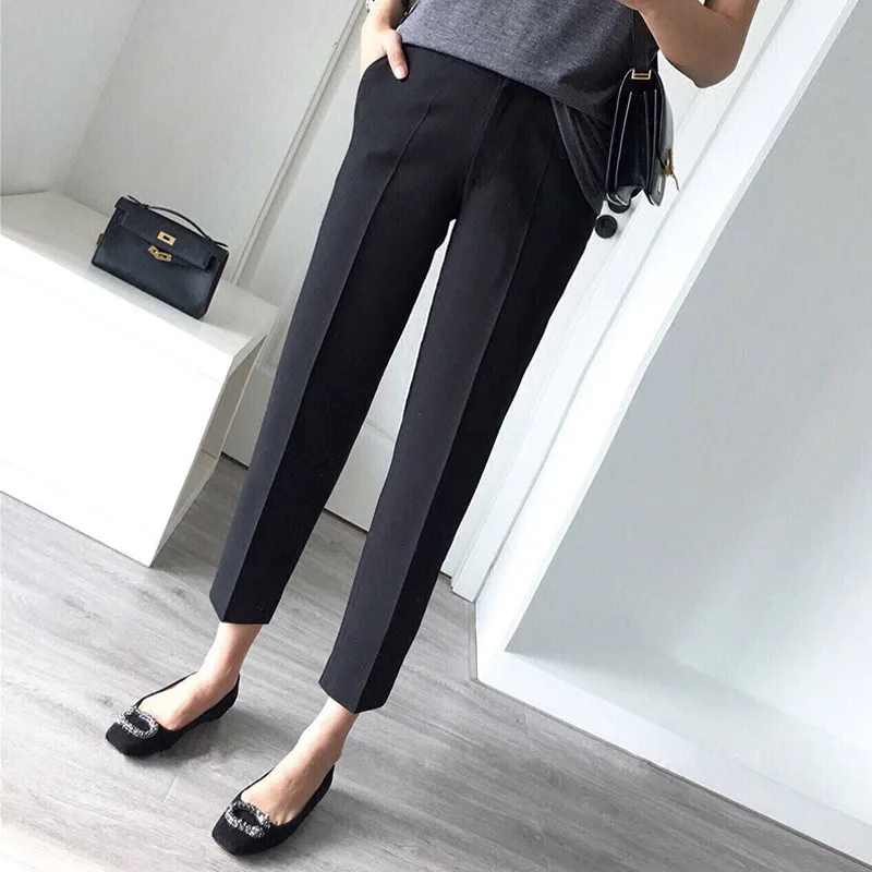 

Plus Size 4XL High Waist Black OL Pencil Women Pants Solid Ankle-Pockets Work Toursers for Women 2019 Summer Fashion Clothes