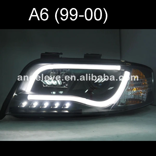 

For Audi A6 LED Strip head lamp 1997 - 2001 year Black Housing SN