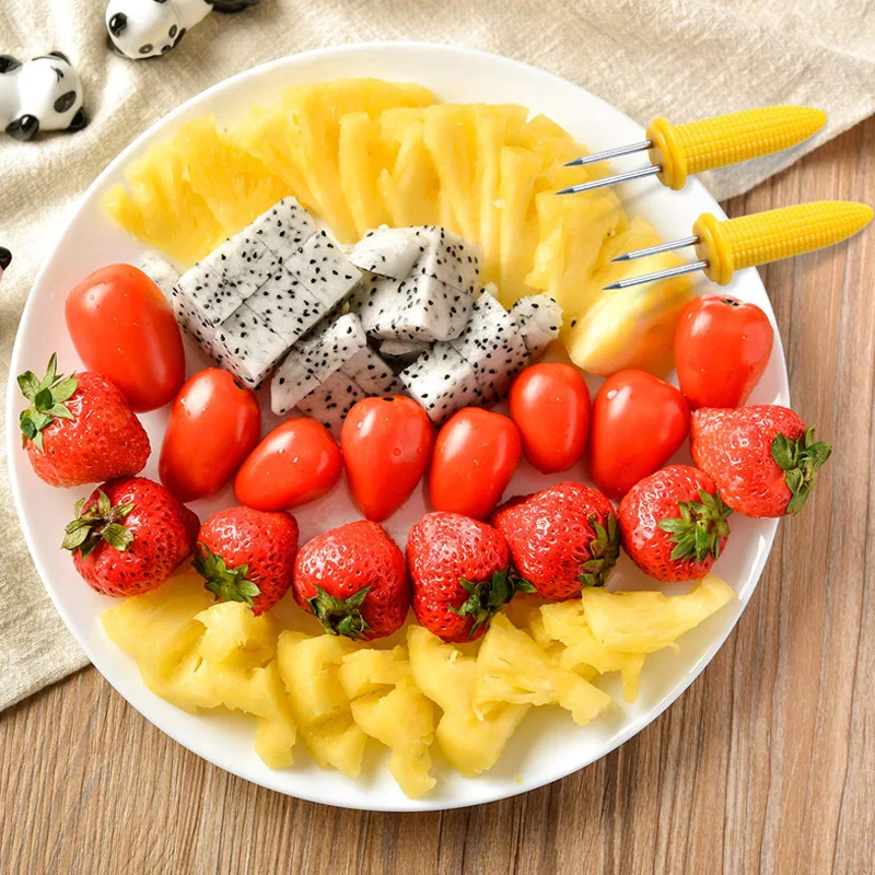 10Pcs Corn Holders Stainless Steel BBQ Forks Small Corn Cob Holders Skewers Barbecue Meat Fork Prongs Outdoor Party BBQ Tools (13)