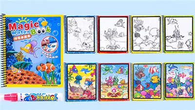 Креативные Игрушки для рисования водная краска мультфильм блокнот-раскраска Doodle с волшебной ручкой образование Рисование игрушки набор для детей - Цвет: B
