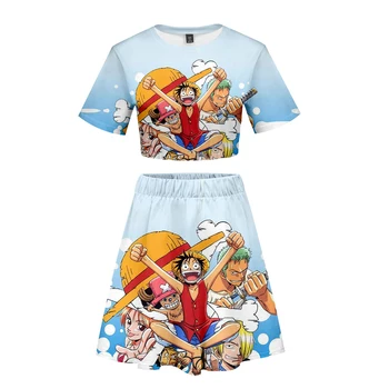 

One pieces 3D print Summer pop Women casual Two Pieces Sets Sexy Short Skirt And T-shirts Clothes 2019 Tops Hot Sale Kpops Sets