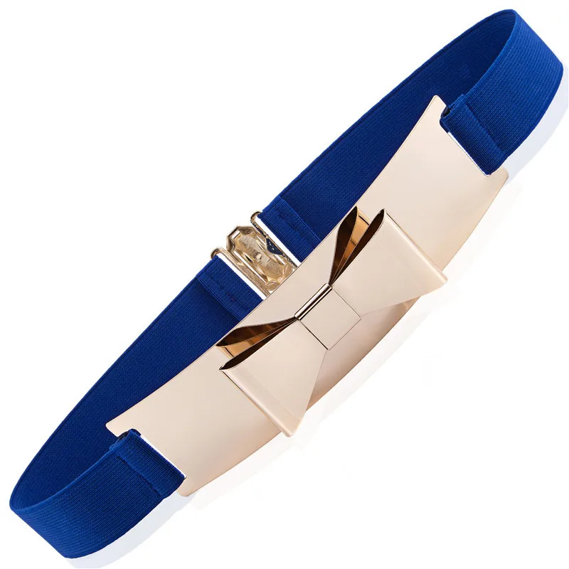 

Most Popular Women Elastic Cummerbund Fashion BOW Metal Wide Belts for women Good Quality Brand designer Cintos Cinturon