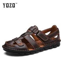 Los Hombres de moda Sandalias de Cuero Genuino Sandalias de Vestir Para Hombre Verano Transpirables hombres Zapatos de Playa Flip Flop Zapatillas Casuales Masculinas