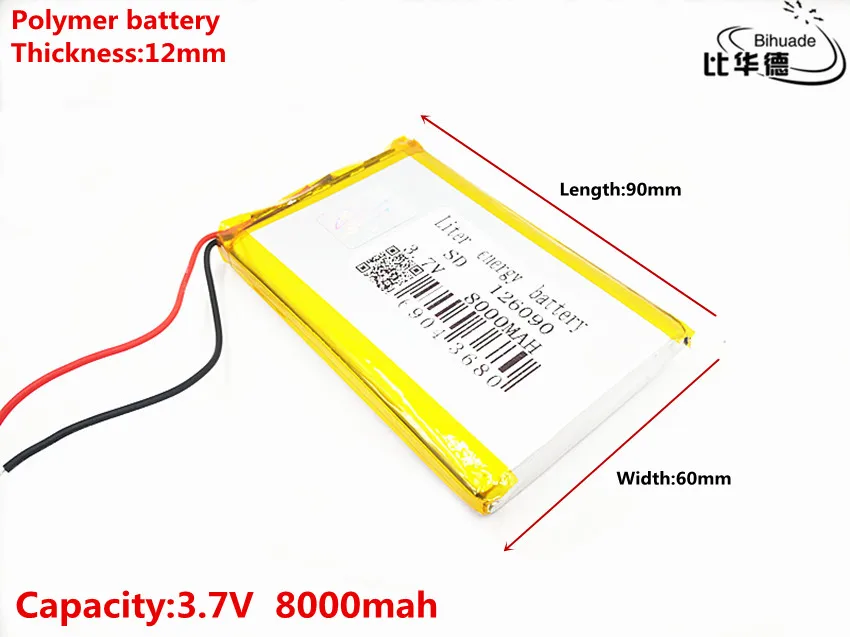 3,7 в 8000 мАч 126090 литий-полимерный Li-Po Li ion Перезаряжаемые литий-полимерный аккумулятор клетки для Регистраторы устройства мобильного Тетрадь gps