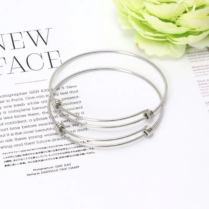 

10Pcs Expandable Blank Bracelets Stainless Steel Wire Bangle Birthday Valentine's Day Christmas Gifts DIY Jewelry Making