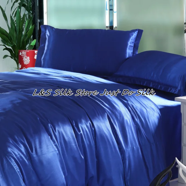 silk bedding sets4pcs luxurious royalblue 100 mulberry silk dyed bright blue sheet set