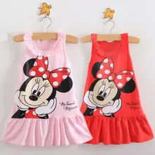 Vestido de algodão infantil, roupa estampada de desenho animado para meninas, vestido casual, bonito, sem mangas, roupas de festa, adoráveis