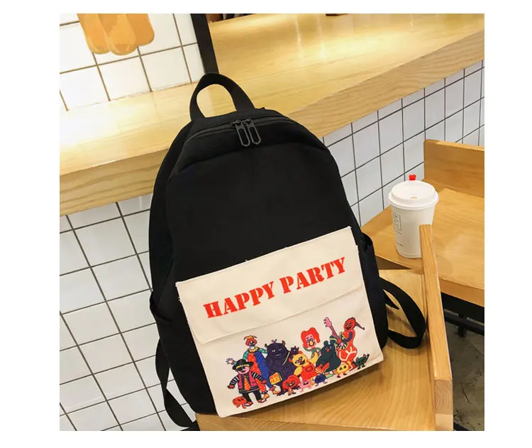 Menghuo Women Backpack Canvas Backpack Cute Printed School Bags Backpack Female Mochila Escolar Girls Backpack for Teenagers New_34-1_09