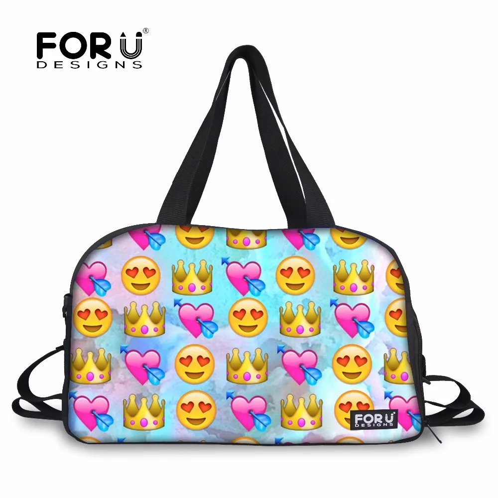 FORUDESIGNS Gym Bag Sport Bags for Women Fitness Yoga Mat Bag Funny Emoji 3D Design Outdoor Training Athletic Shoulder Bag Bolsa