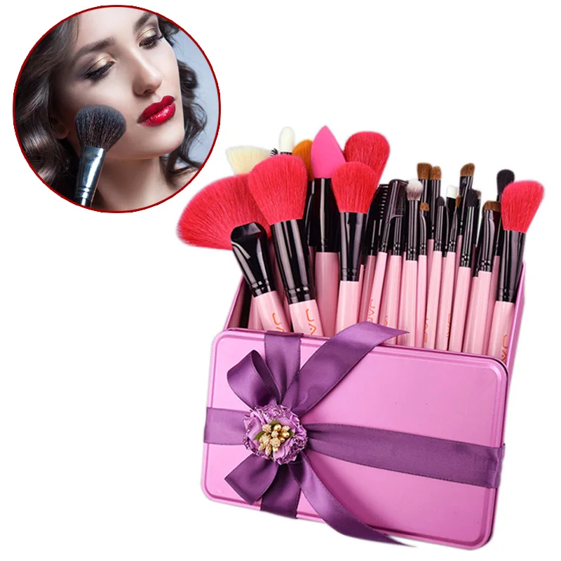 

32 PCS Pink Makeup Brush Set Wool in Gift-Box Packing Face Eyes Eyeshadow Birthday Gift HJL2018