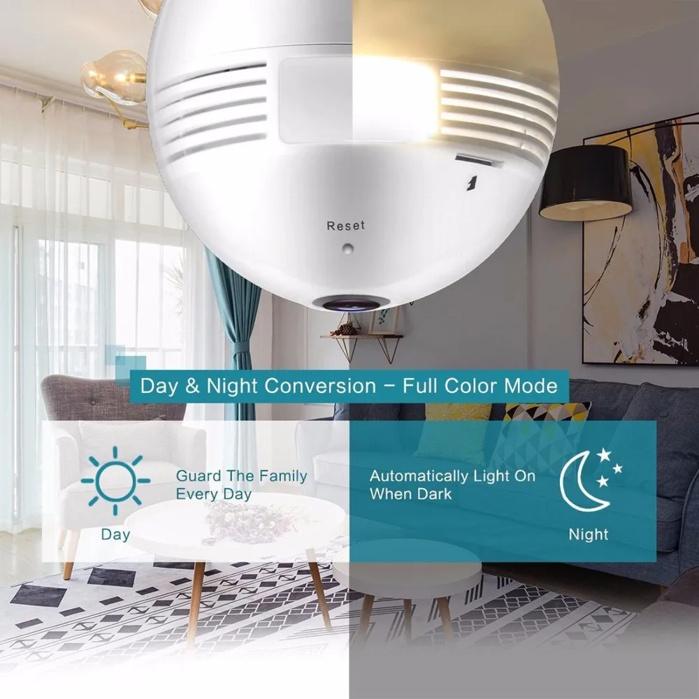 Telecamera di sicurezza 1080P HD video Lampadina Senza Fili di Sicurezza Domestica di Sorveglianza
