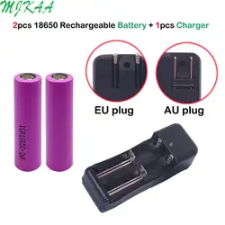 2 шт 3,7 v 18650 2600 mAh аккумуляторная батарея + США AU вилка черный 220V Двойной 18650 литий-ионный аккумулятор зарядное устройство