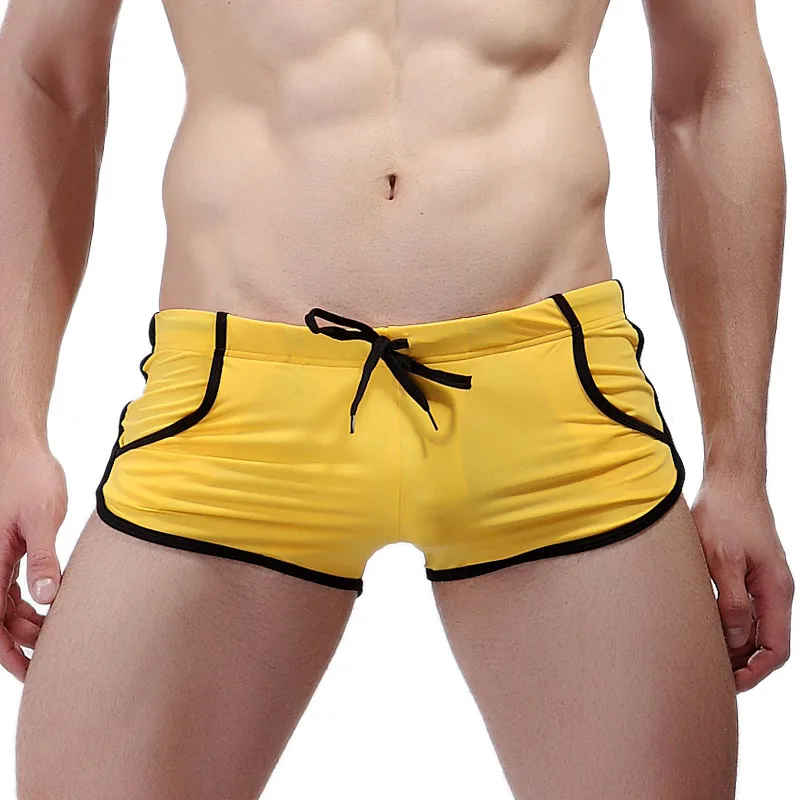 

Men Swimming Trunks 2018 New Beach Shorts Solid Bandage Swimming Trunks Charm Swimwear Underwear Boxer Briefs Pants